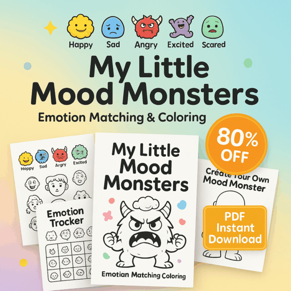 Mood Monsters: Emotion Matching & Coloring Pack