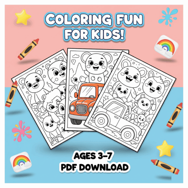 Printable Coloring Book for Kids 3–6 Creative Minds| Educational Fun, Instant Download & Skill Development