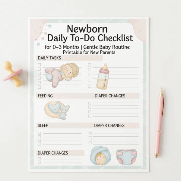 Newborn Daily To-Do Checklist for 0–3 Months | Gentle Baby Routine Printable for New Parents