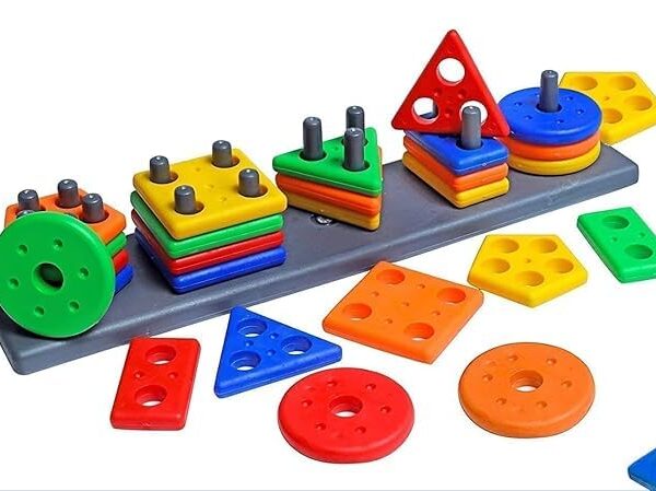 Wirescorts Angle Geometric Plastic Blocks, Sorting & Stacking Toys for Toddlers and Kids Preschool, Color Stacker Shape Sorter Gift Educational Learning Toy for 1 2 3 Years Boys and Girls, Multicolor