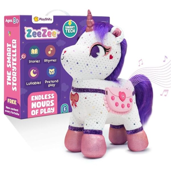 Playshifu Smart Talking Plush Toy for Kids – ZeeZee Unicorn Doll | Interactive Singing & Storytelling Soft Toy | Bluetooth Play | Gift for Girls & Boys Ages 3–6 | Unicorn Gifts