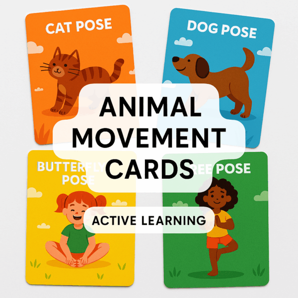 Animal Movement Cards – Kids Yoga Flashcards Printable