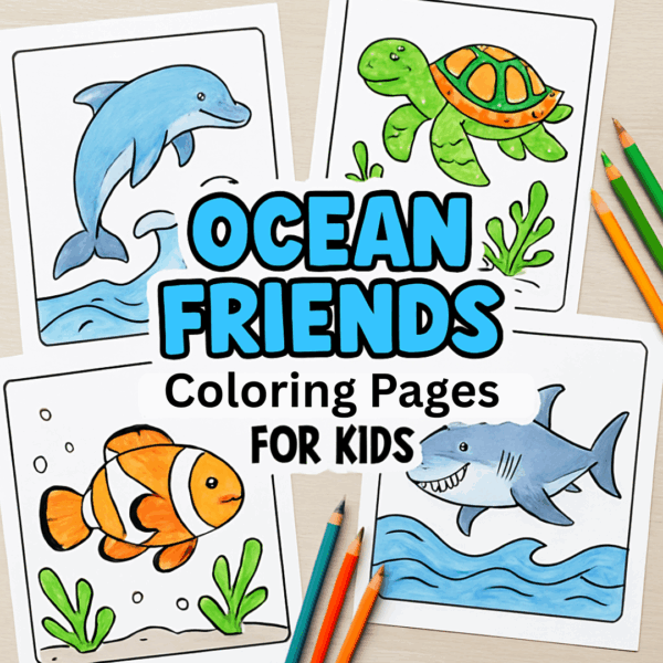 Ocean Animals Coloring Pages Kids Educational Printable PDF